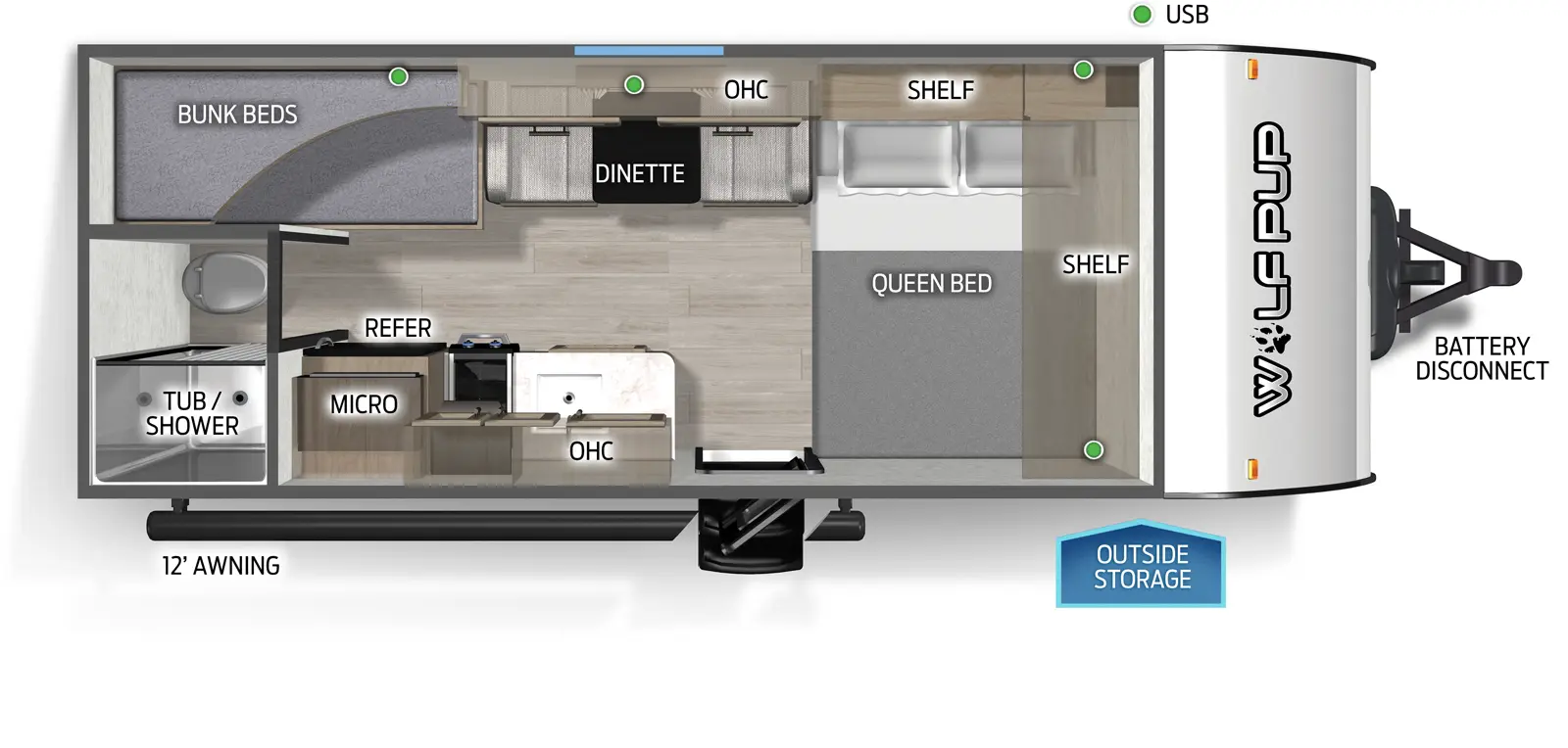 Wolf Pup 16LP Floorplan